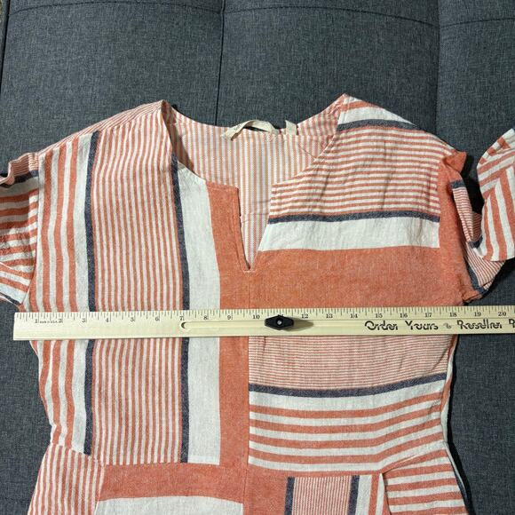 Soft Surroundings Dress Women XS Orange Cream Linen Oversized Lagenlook Boho - Picture 8 of 8